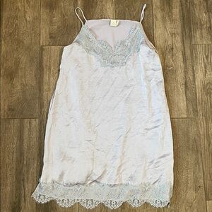 NWOT Paper Crane Soft Gray Satiny Fabric Slip Dress